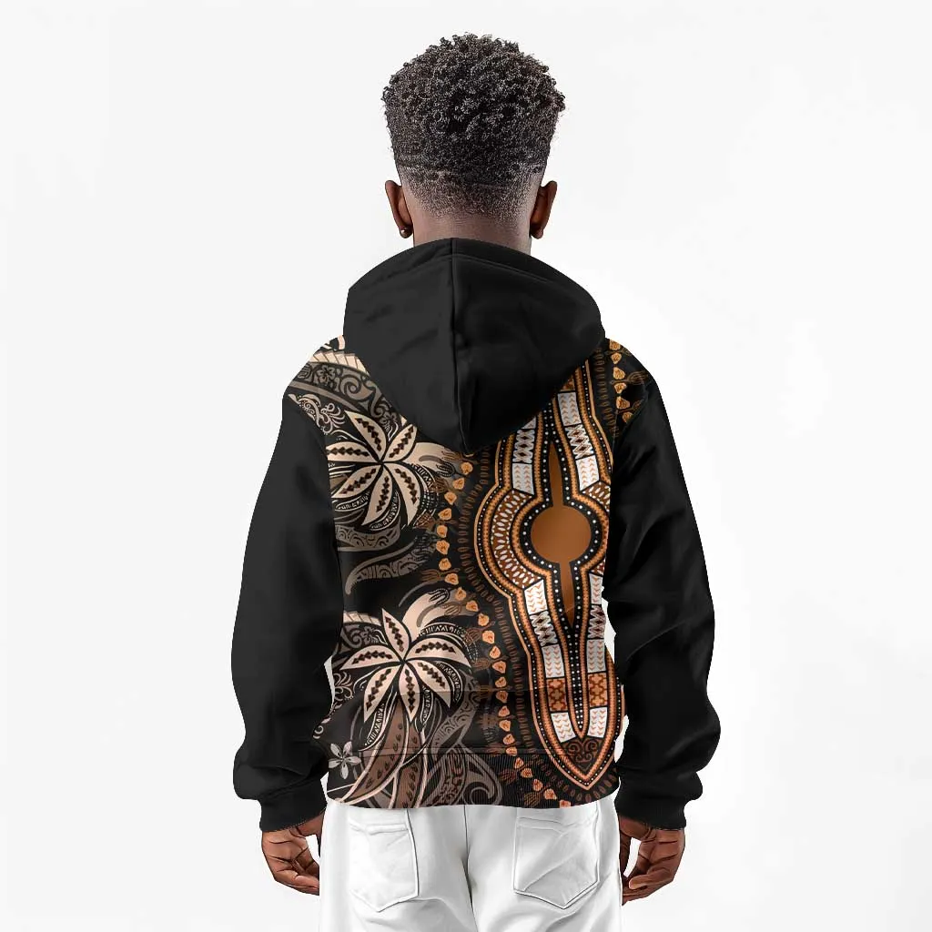 Polynesia Mixed African Dashiki Kid Hoodie Afro-pacific Culture - Gold LT9