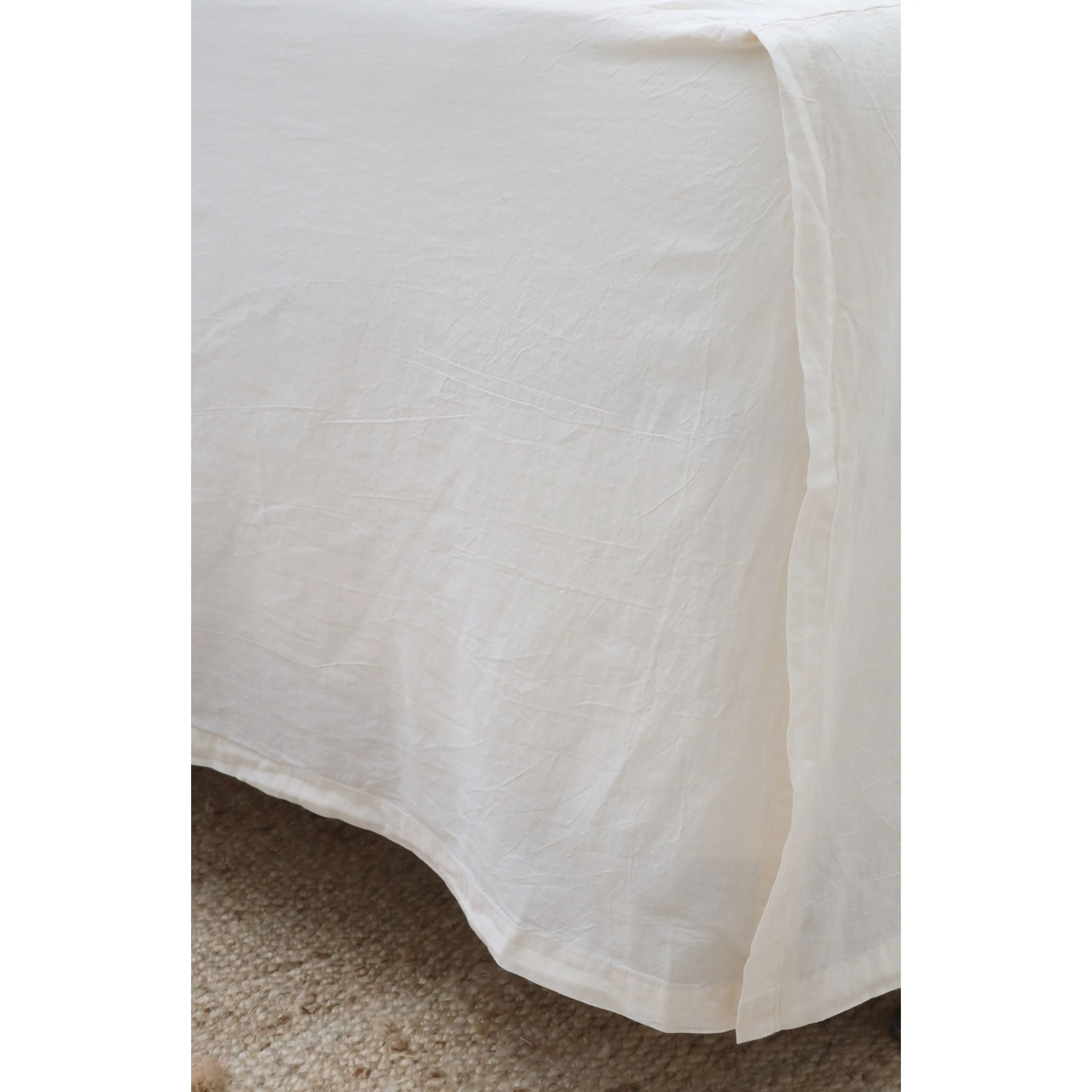Pom Pom at Home Paneled Greige Crinkled Cotton Bedskirt - Available in Twin, Queen and King Sizes