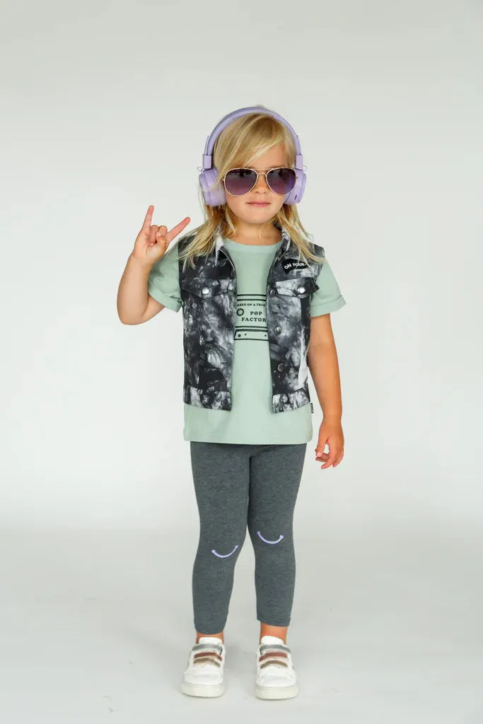 POP FACTORY SHOP // On Tour Denim Vest BLACK TIE DYE