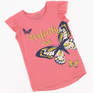 Pre-Girls Butterfly Printed Tee - Pink