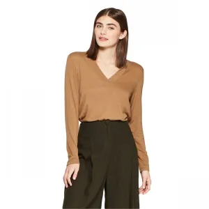Prologue Women's Drapey Long Sleeve Deep V-Neck T-Shirt