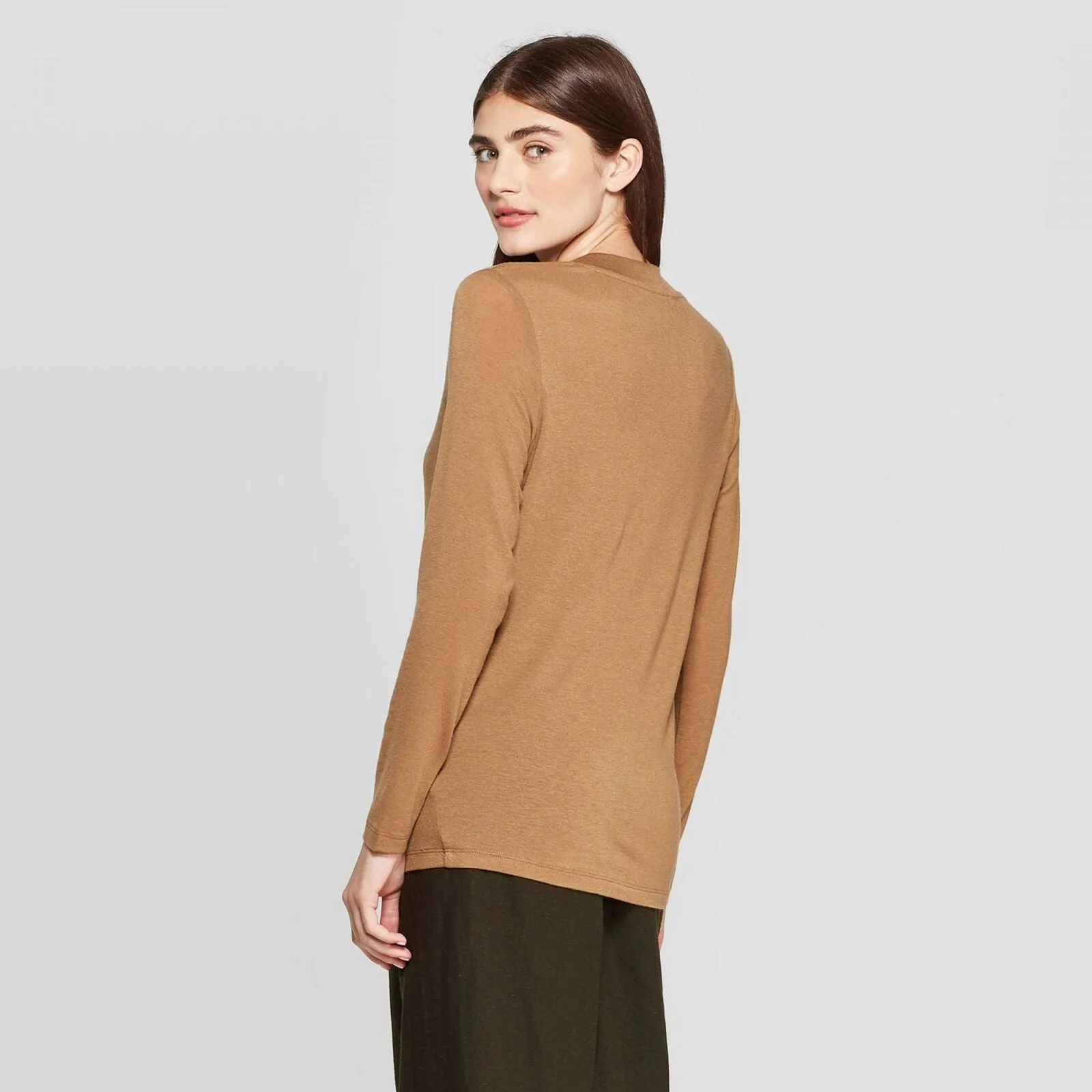 Prologue Women's Drapey Long Sleeve Deep V-Neck T-Shirt