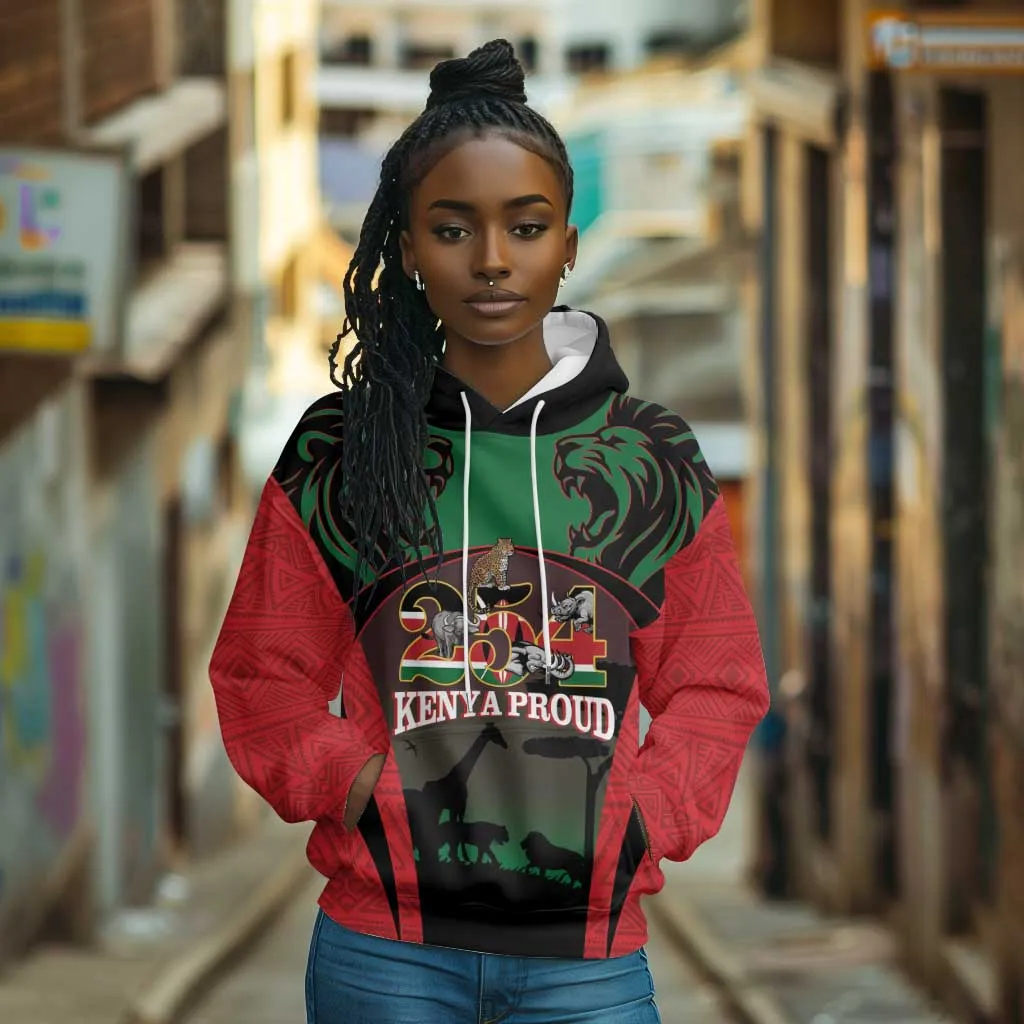 Proud Kenya 254 Hoodie Safari Animals - African Pattern LT14