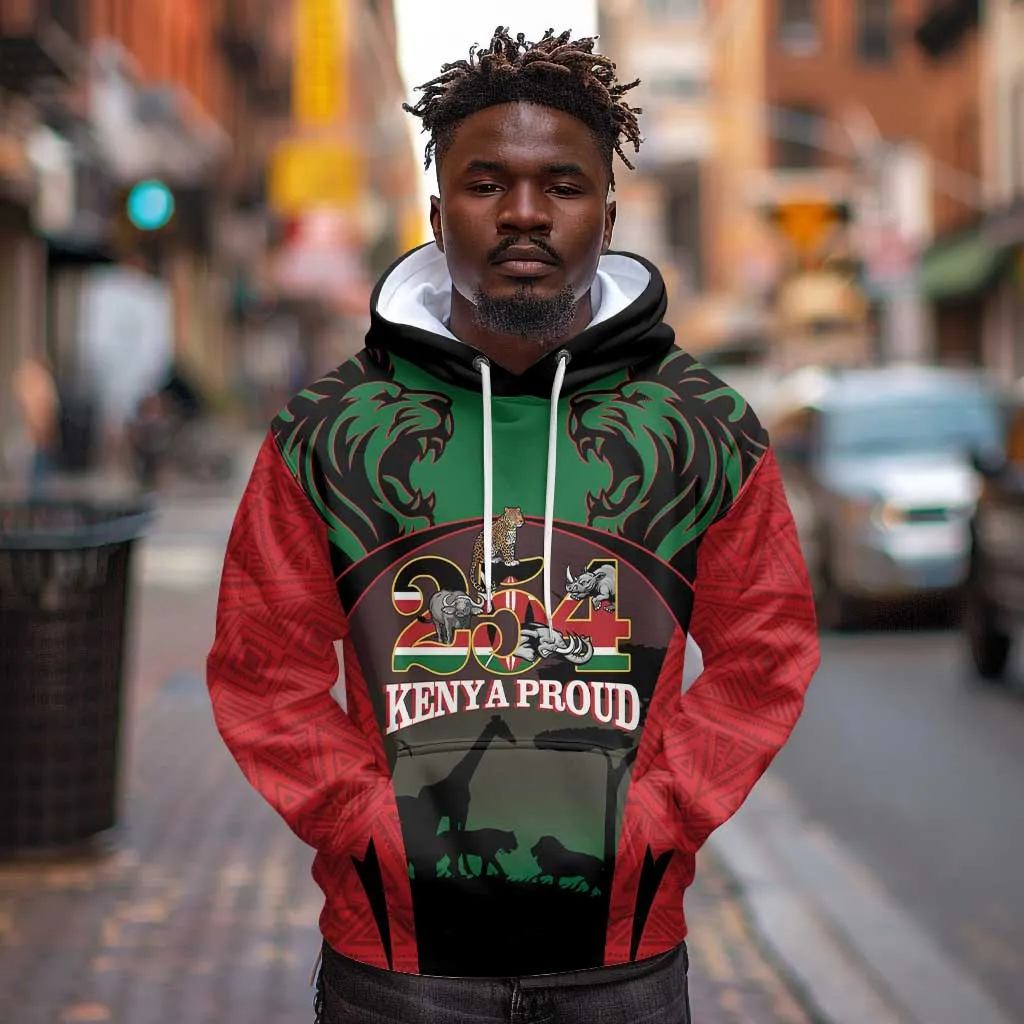 Proud Kenya 254 Hoodie Safari Animals - African Pattern LT14