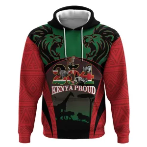 Proud Kenya 254 Hoodie Safari Animals - African Pattern LT14
