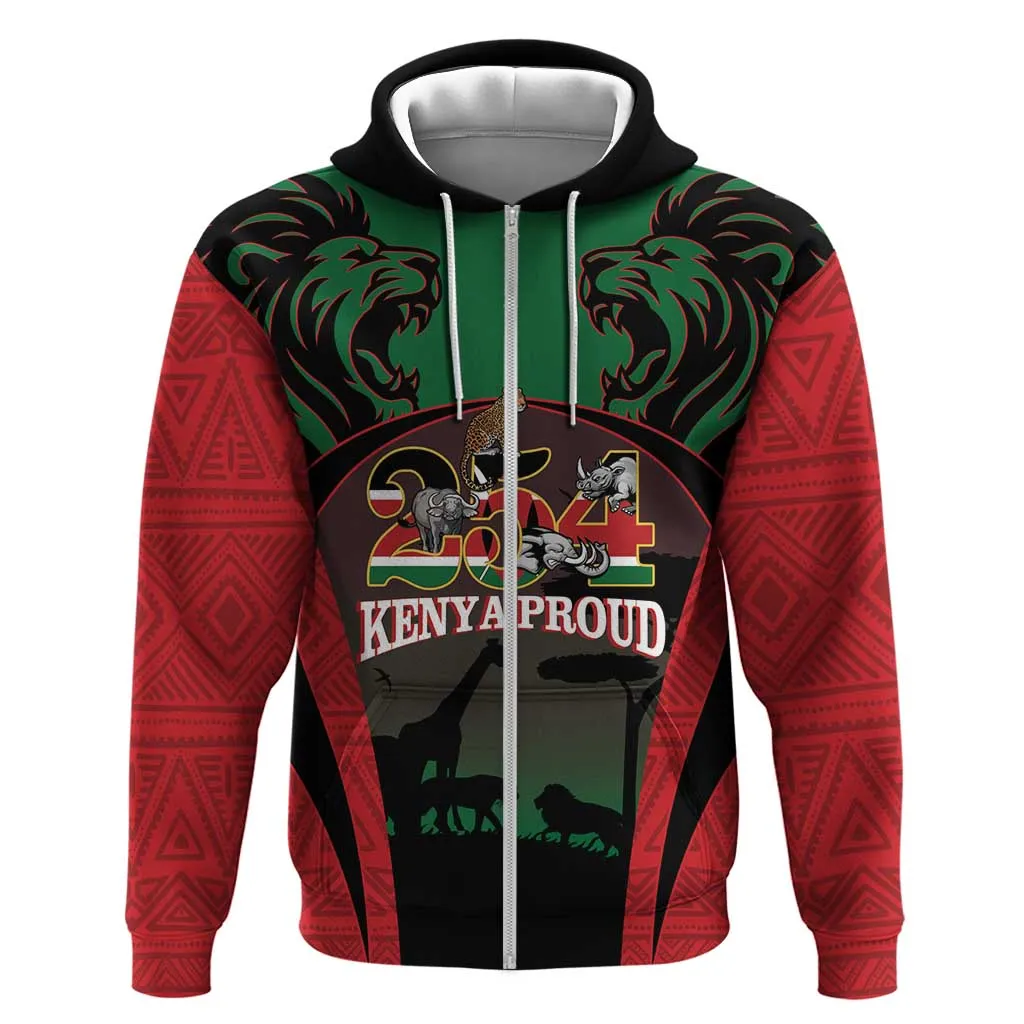 Proud Kenya 254 Hoodie Safari Animals - African Pattern LT14