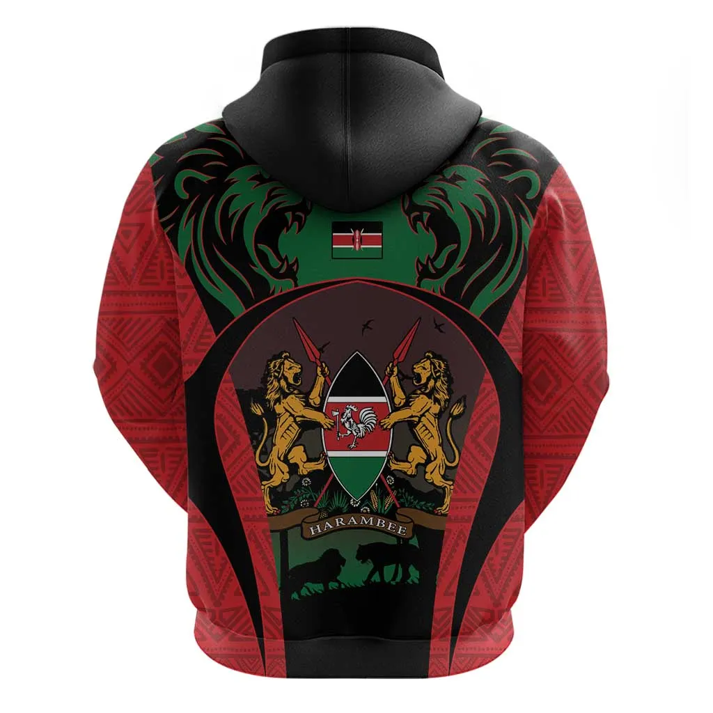 Proud Kenya 254 Hoodie Safari Animals - African Pattern LT14