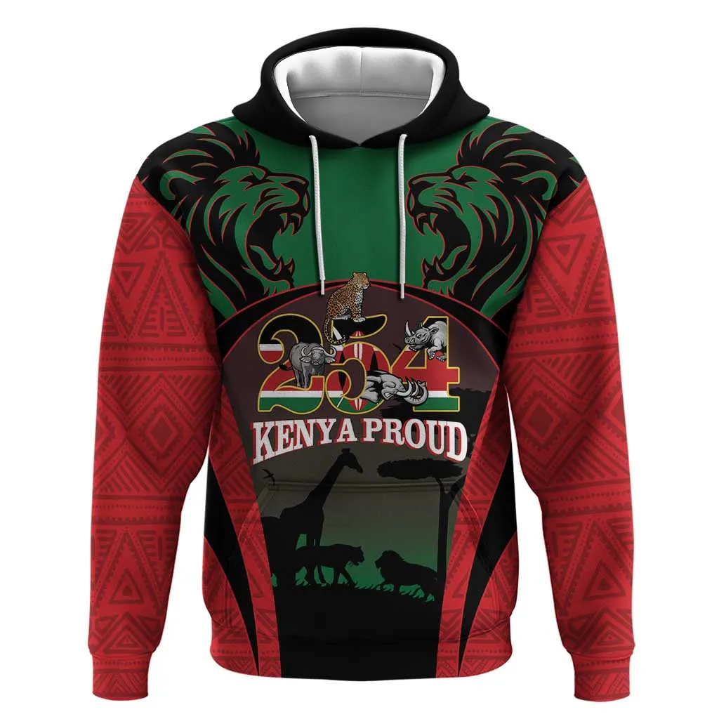 Proud Kenya 254 Hoodie Safari Animals - African Pattern LT14
