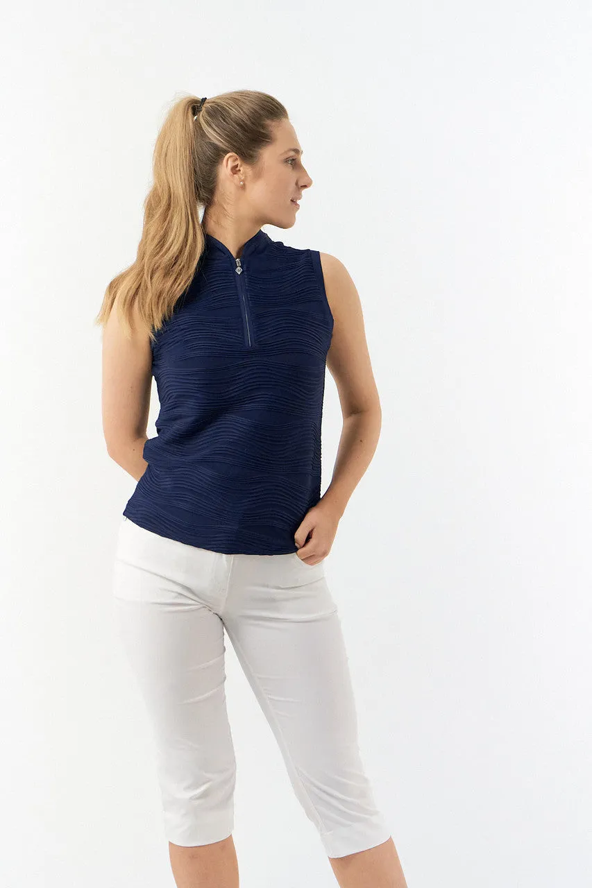 Pure Golf Cove Ladies Sleeveless Golf Polo Shirt - Navy