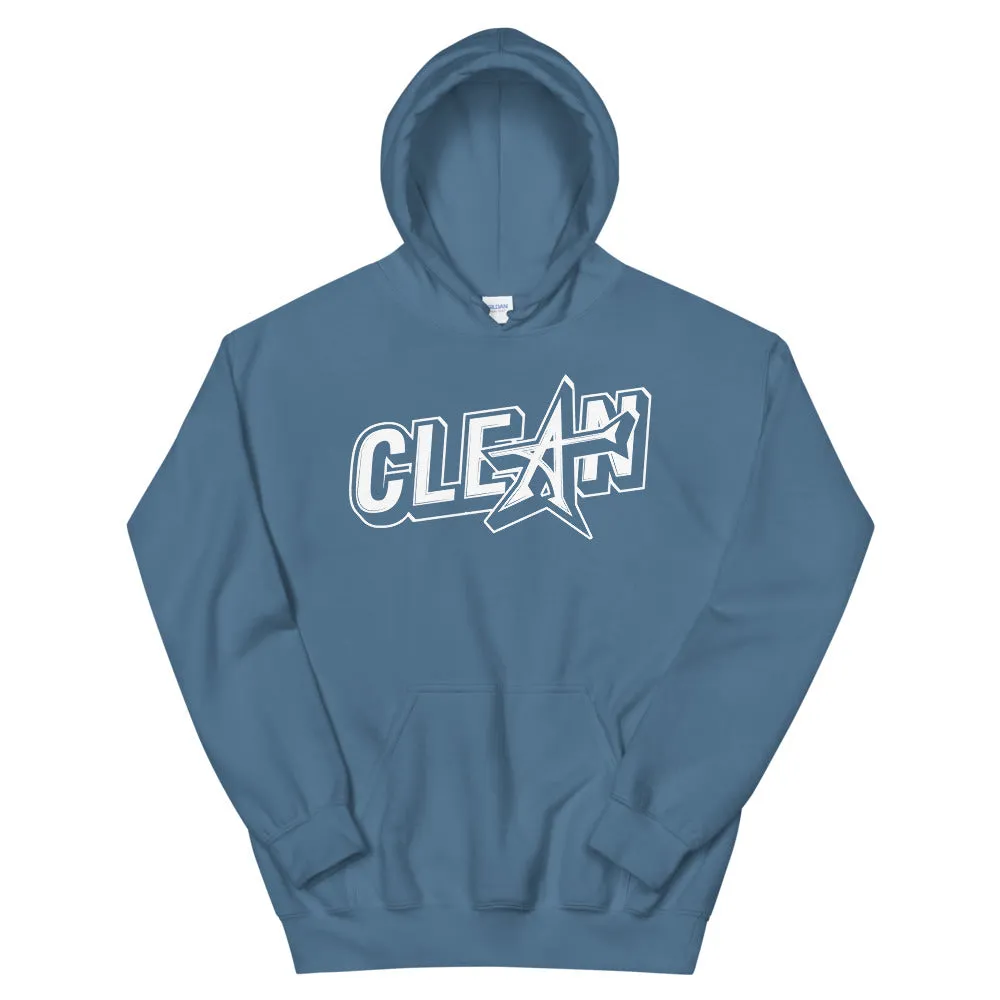 "CLEAN" Unisex Hoodie (white print)