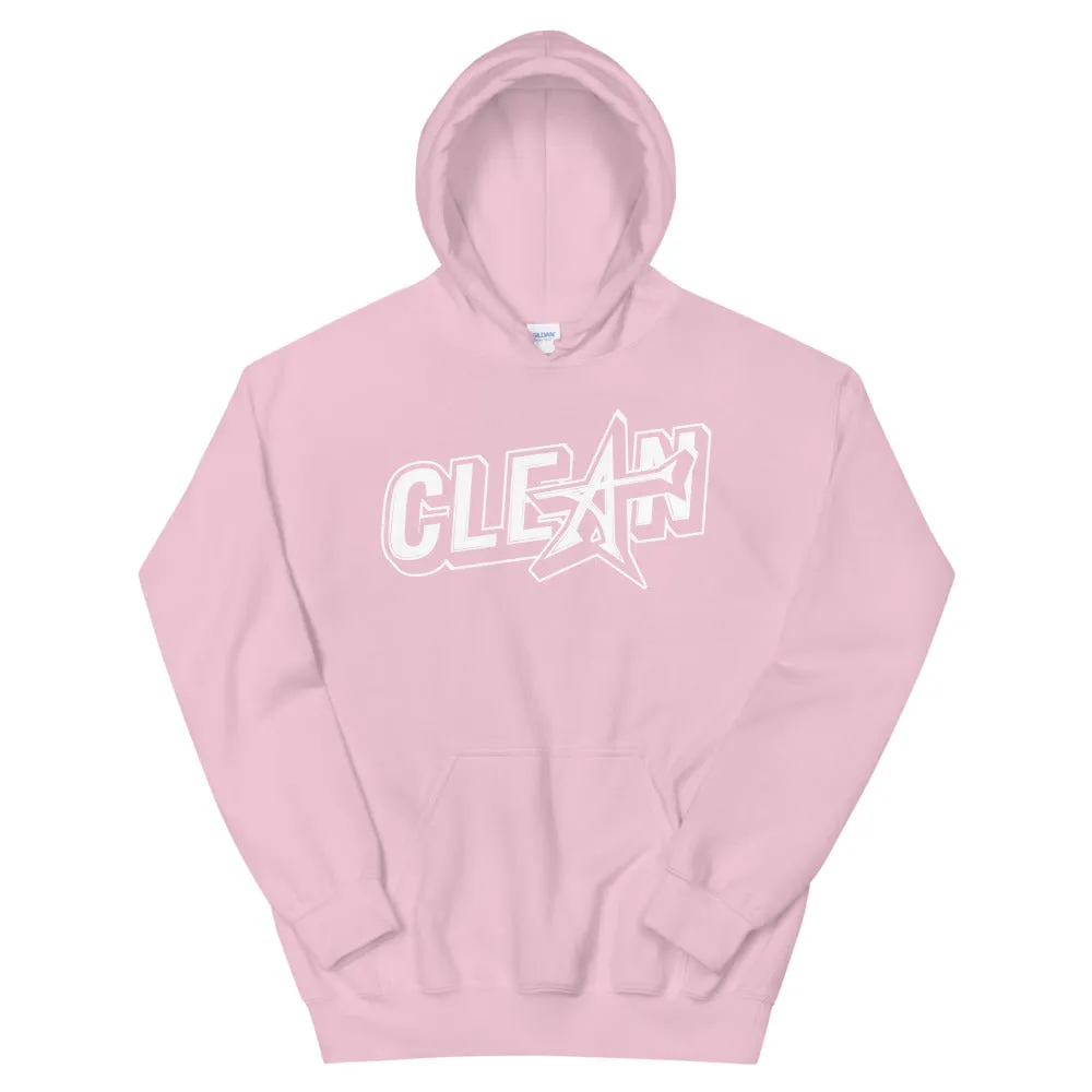 "CLEAN" Unisex Hoodie (white print)