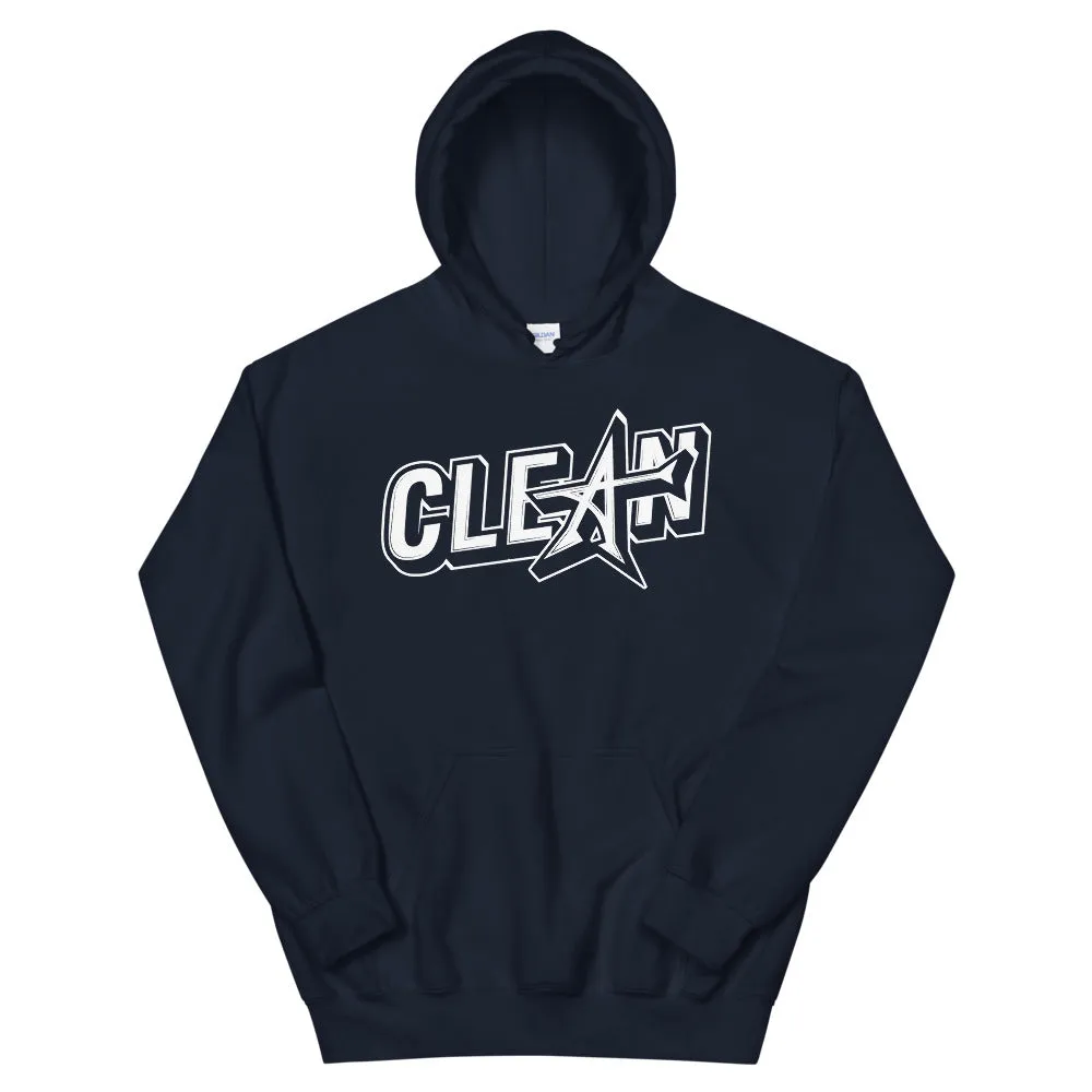 "CLEAN" Unisex Hoodie (white print)