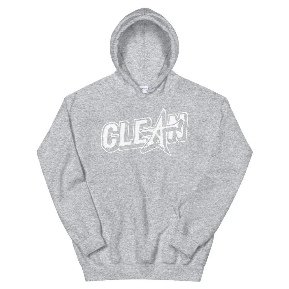 "CLEAN" Unisex Hoodie (white print)