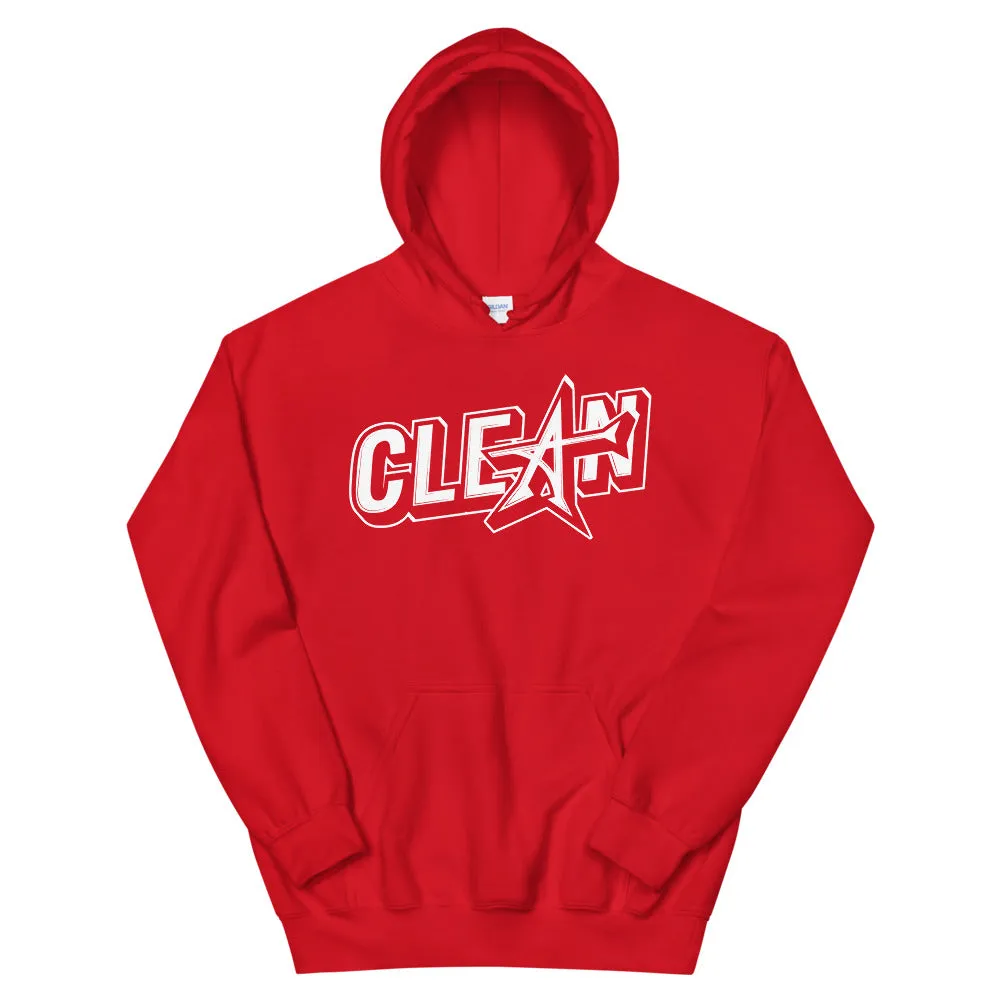 "CLEAN" Unisex Hoodie (white print)