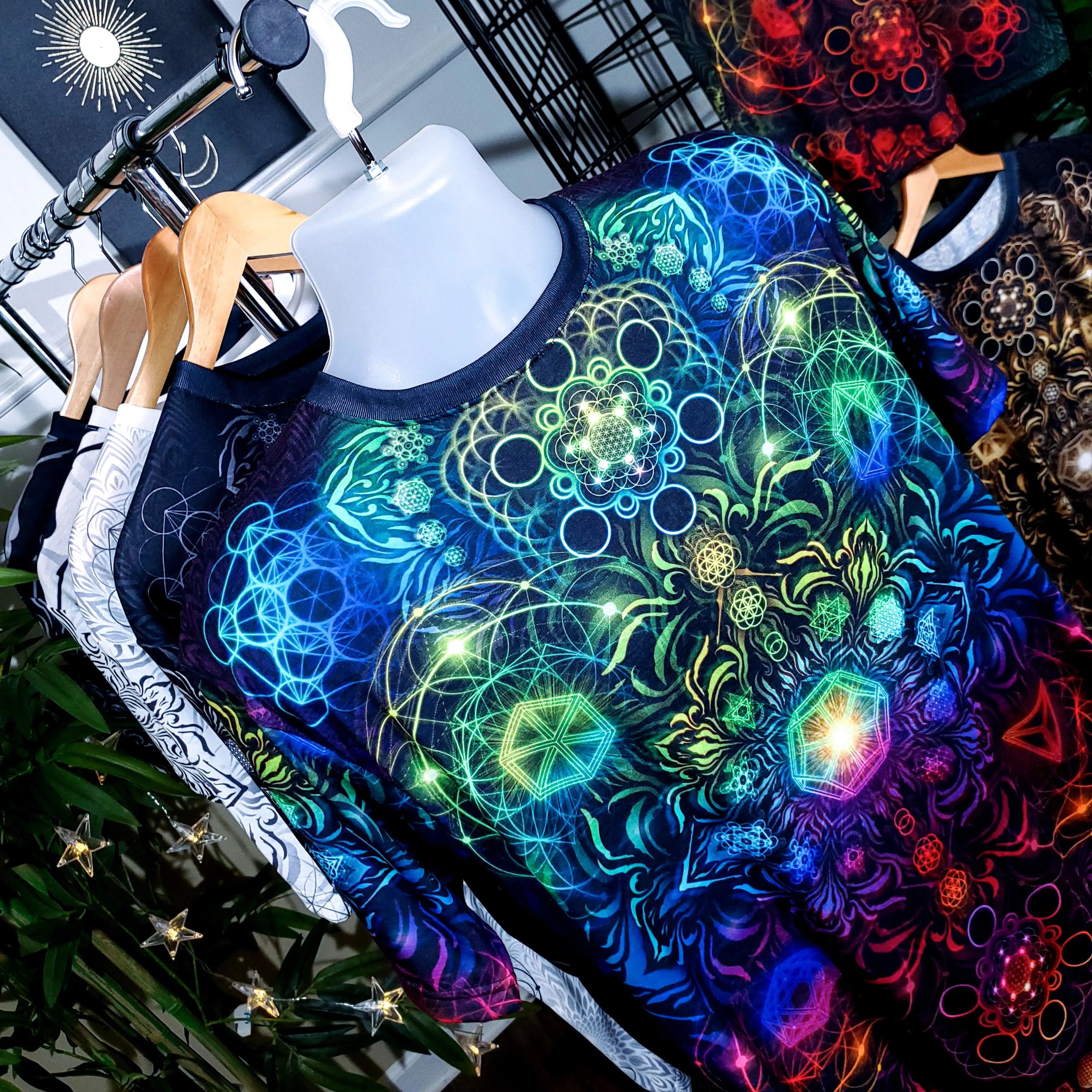"Elements Sacred Geometry" V3 Rainbow AOP Crew - Yantrat Design