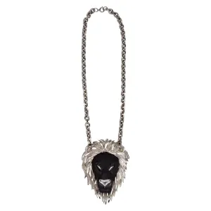 Razza 1970s Black Lion Pendant Necklace