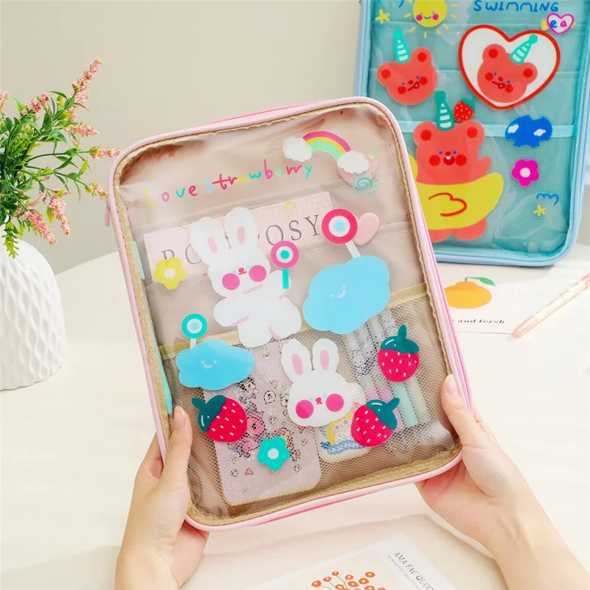 Realaiot Waterproof Bear Rabbit Tablet Case Bag For MacBook Air Pro 9.7 10.8 11 Inch Huawei Samsung Notebook Laptop Cover Sleeve Bag