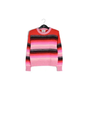 Red, pink and black striped knit sweater