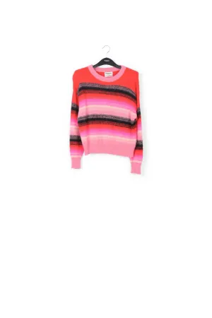 Red, pink and black striped knit sweater