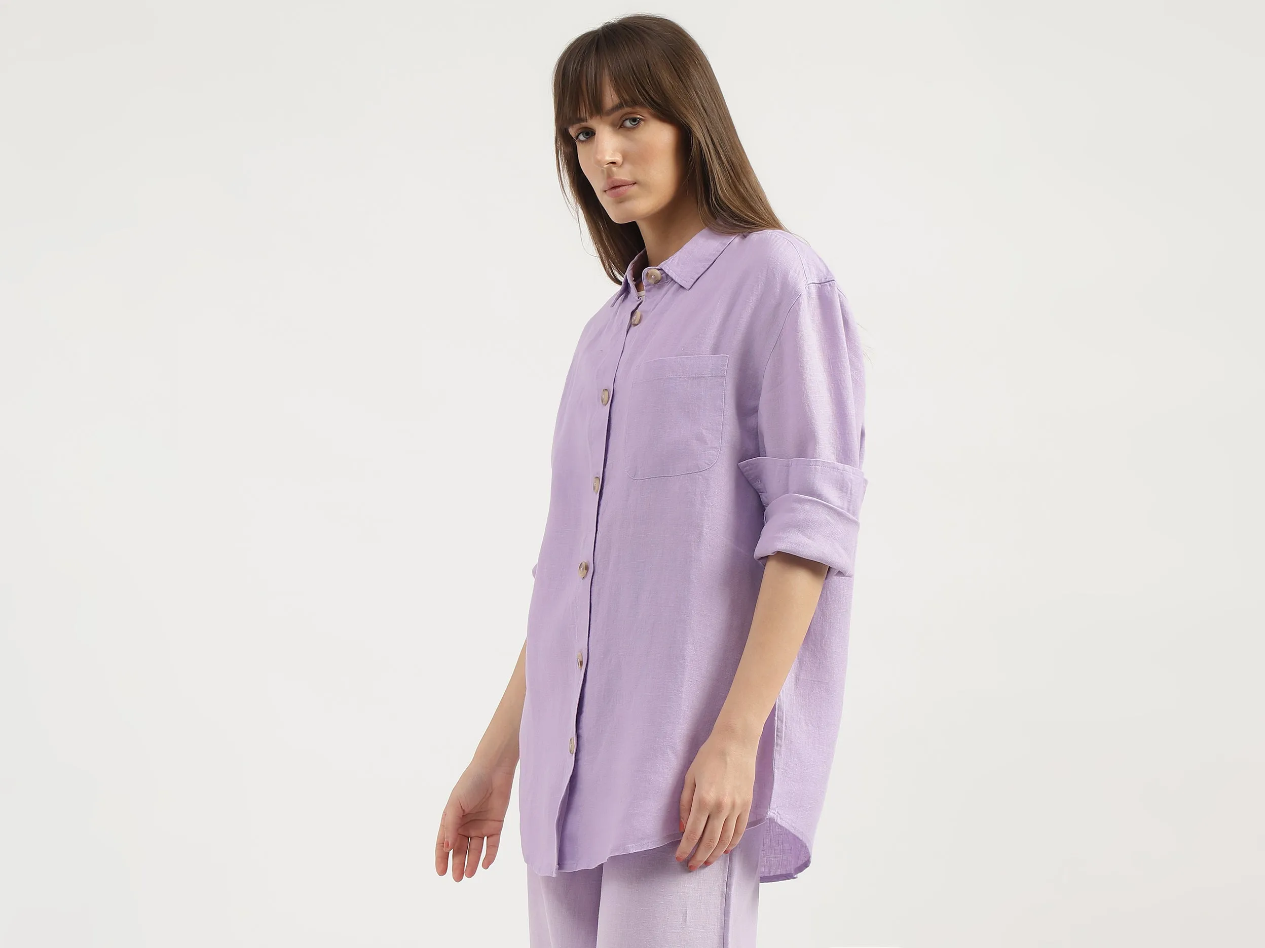 Regular Fit Spread Collar Solid Shirts