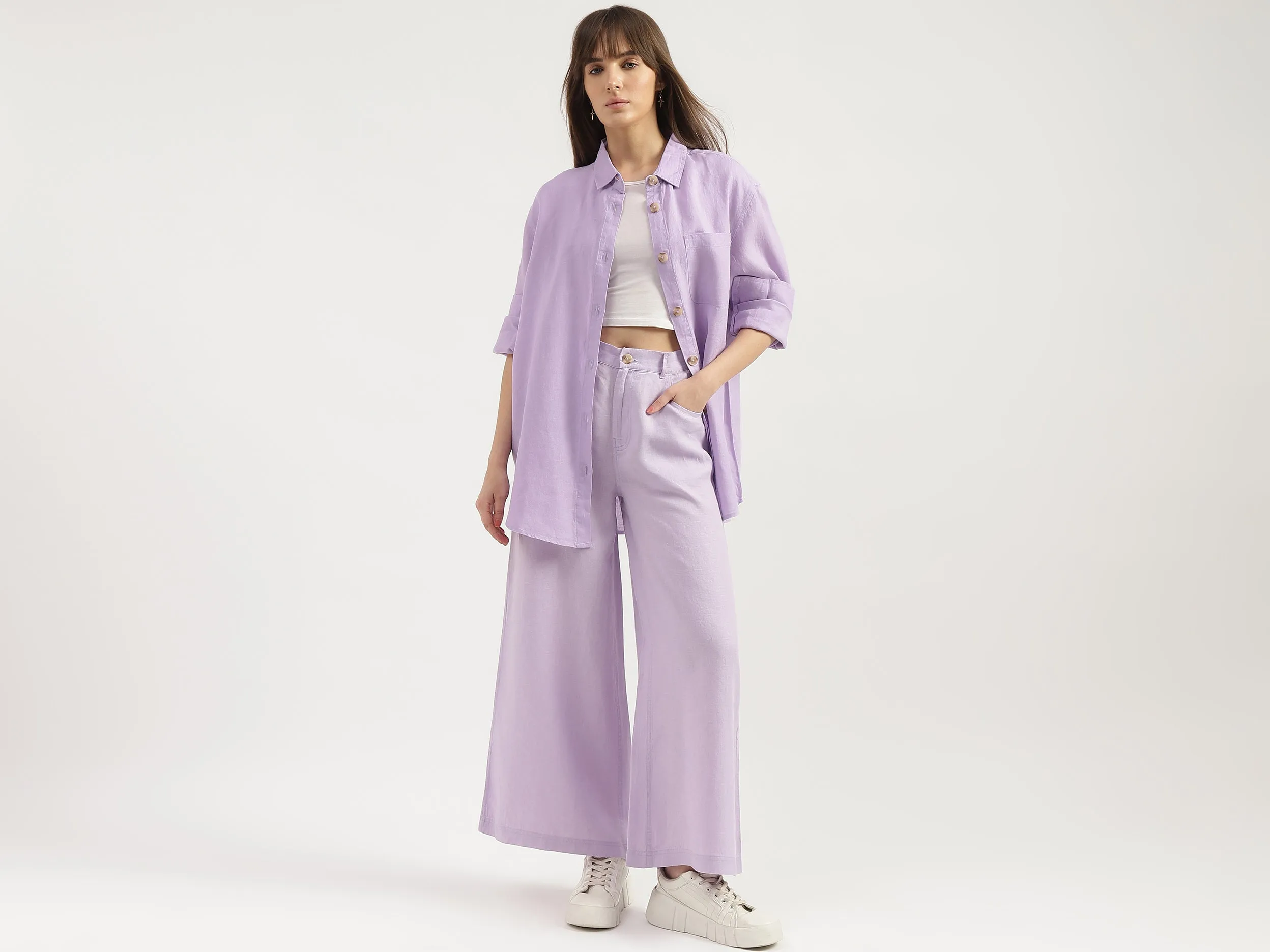 Regular Fit Spread Collar Solid Shirts