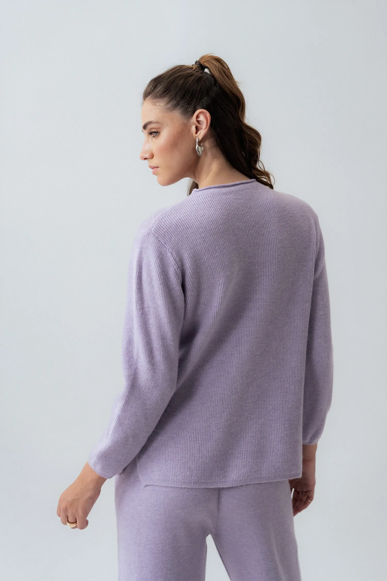 Relaxed Fit Lilac Wool Sweater