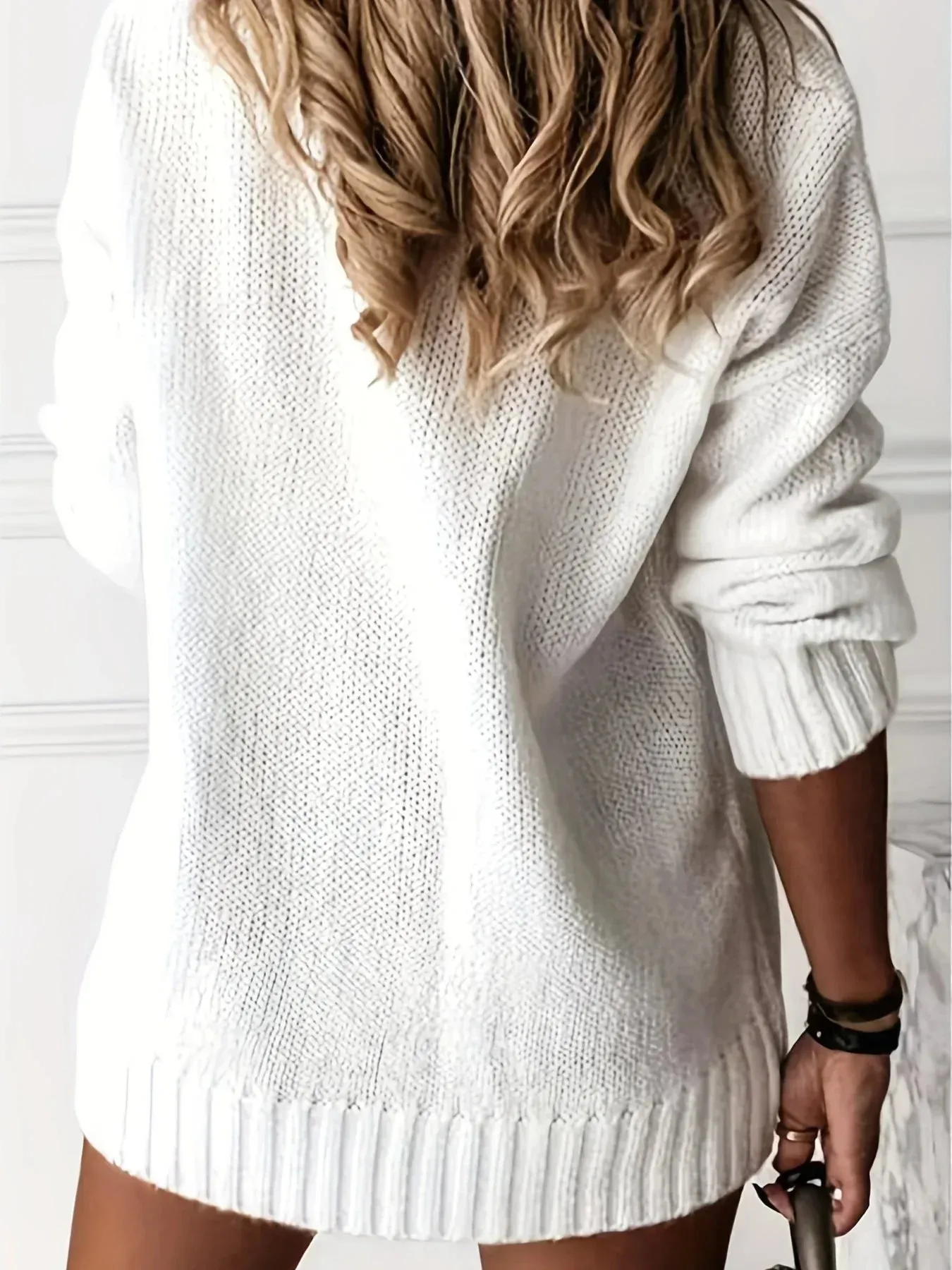 Relaxed Fit V-Neck Knit Sweater