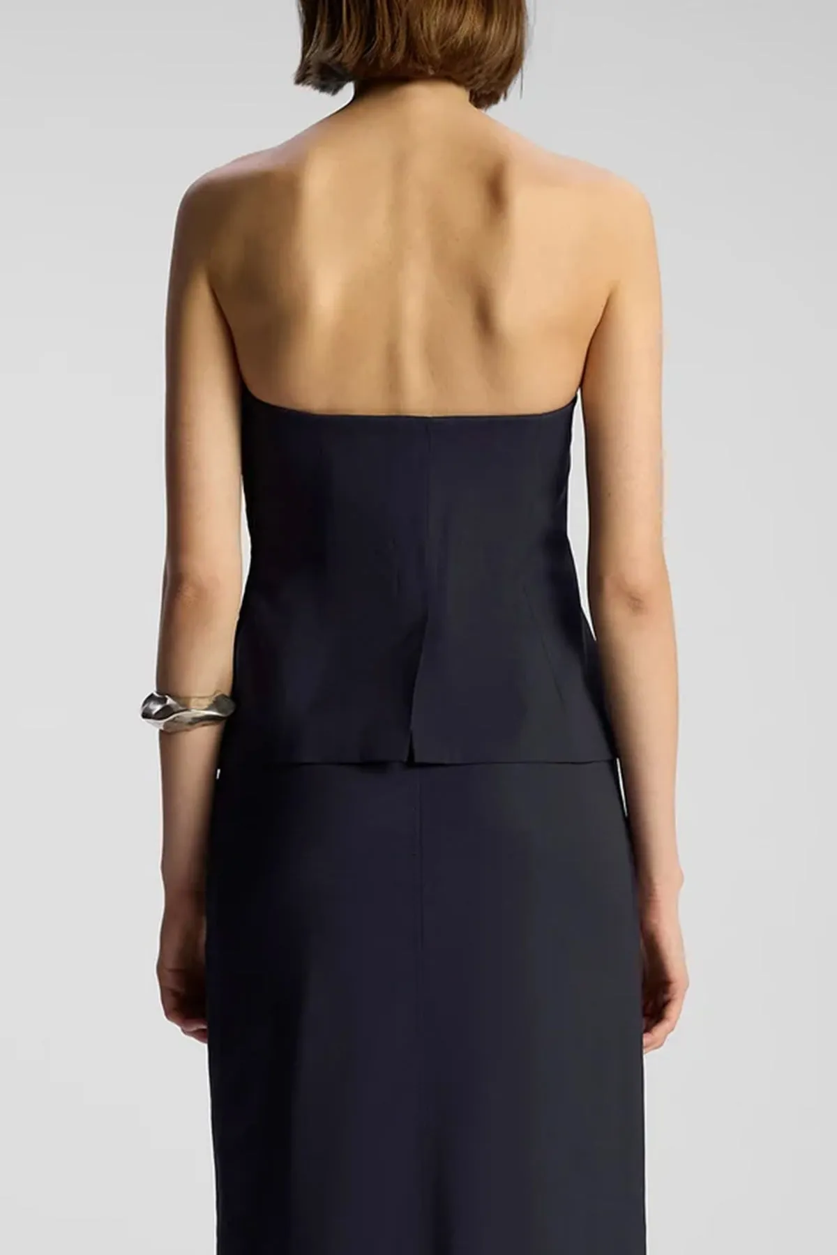 Renee Tailored Strapless Top in Maritime Navy