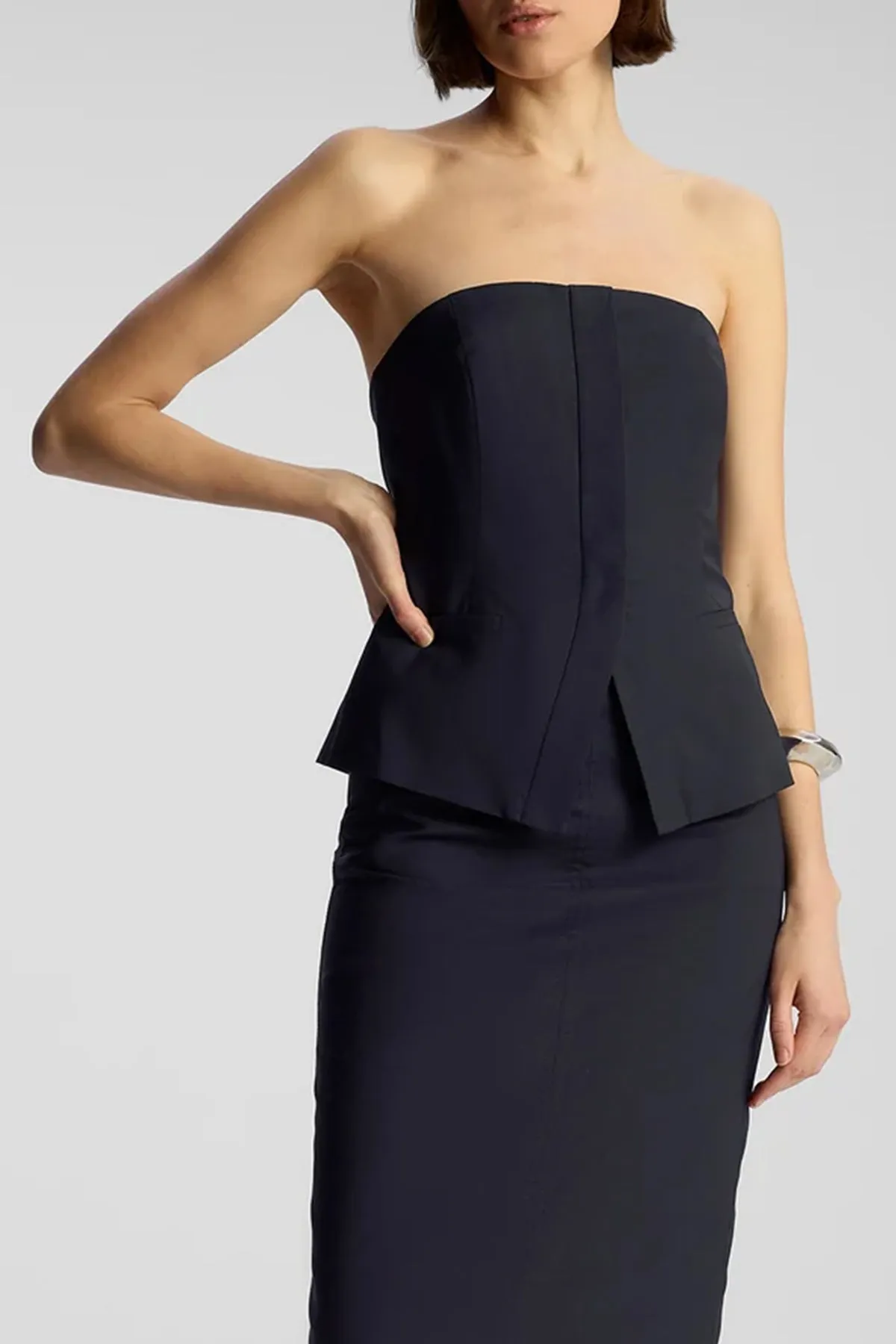 Renee Tailored Strapless Top in Maritime Navy