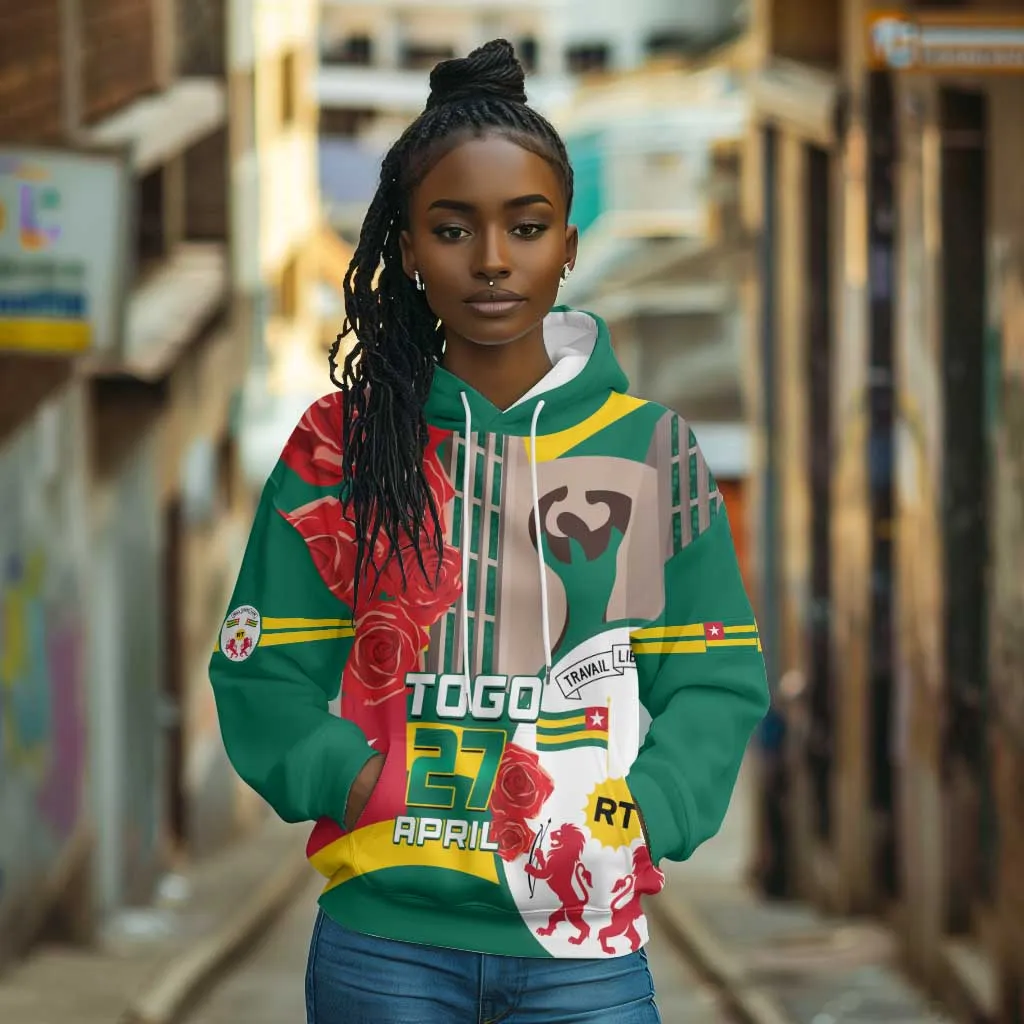Republique Togolaise Monument de l'Independance Hoodie African Pinkish Rose Coat Of Arms LT14