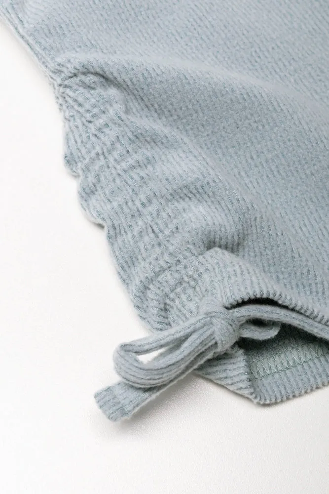 Rib Crew Neck Top Blue