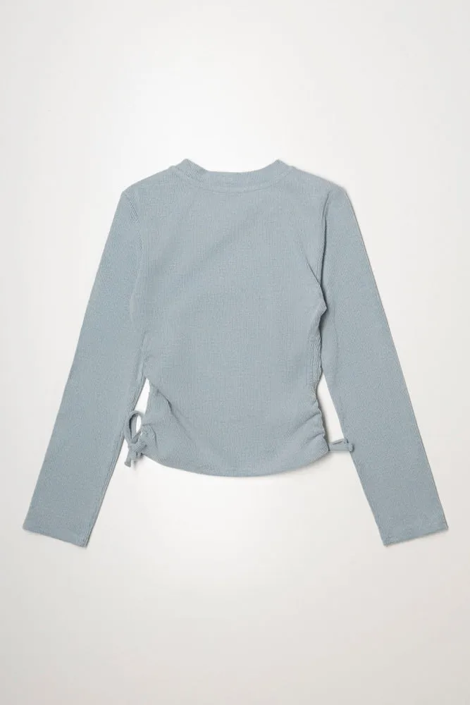Rib Crew Neck Top Blue