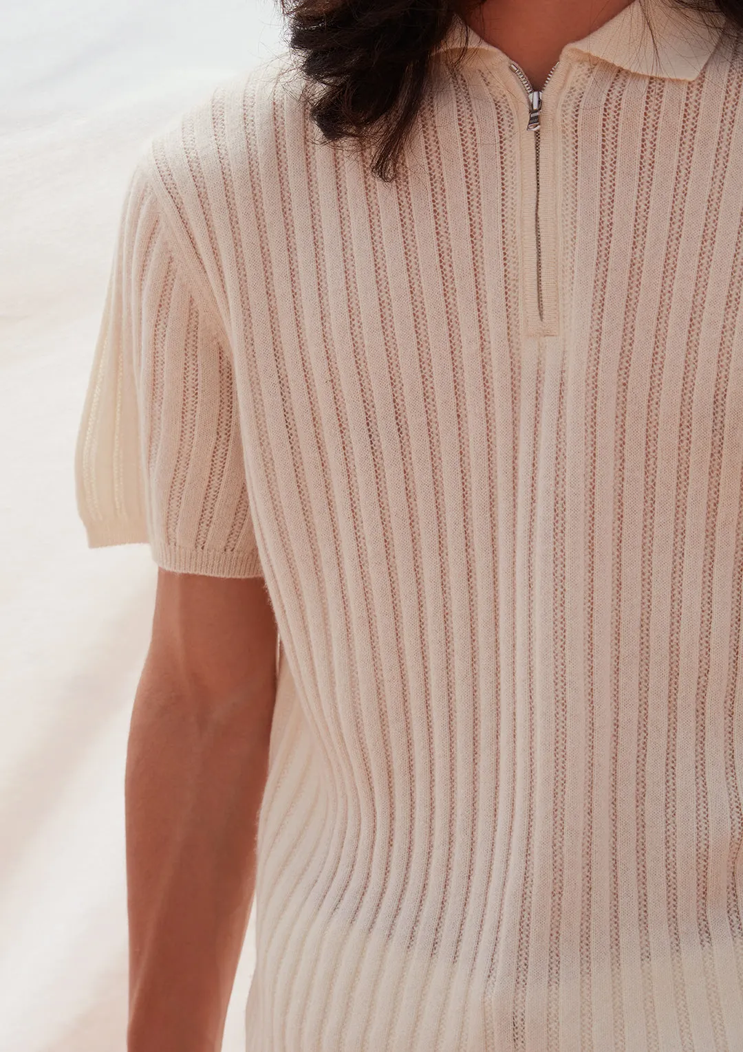 Rib-knit Polo Shirt