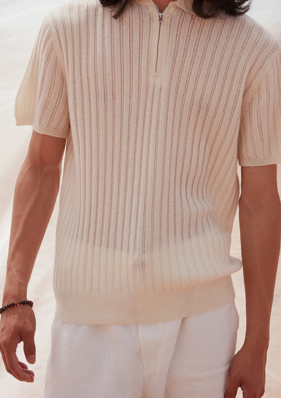 Rib-knit Polo Shirt