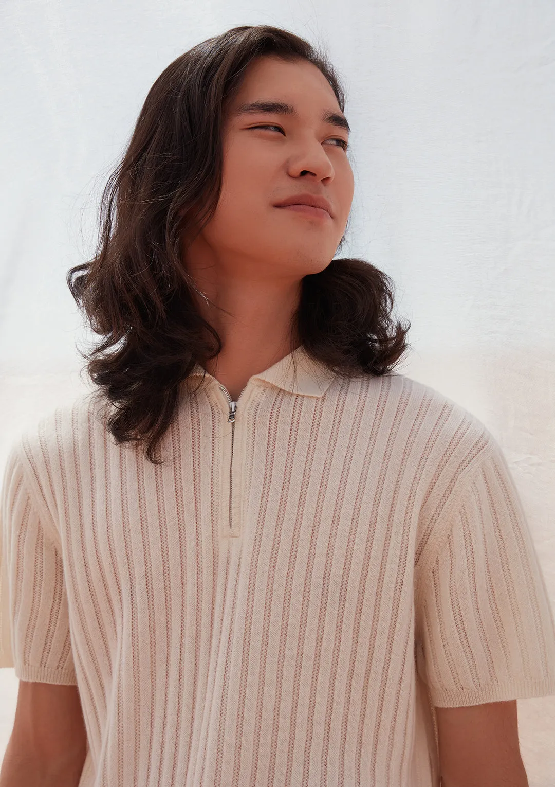 Rib-knit Polo Shirt