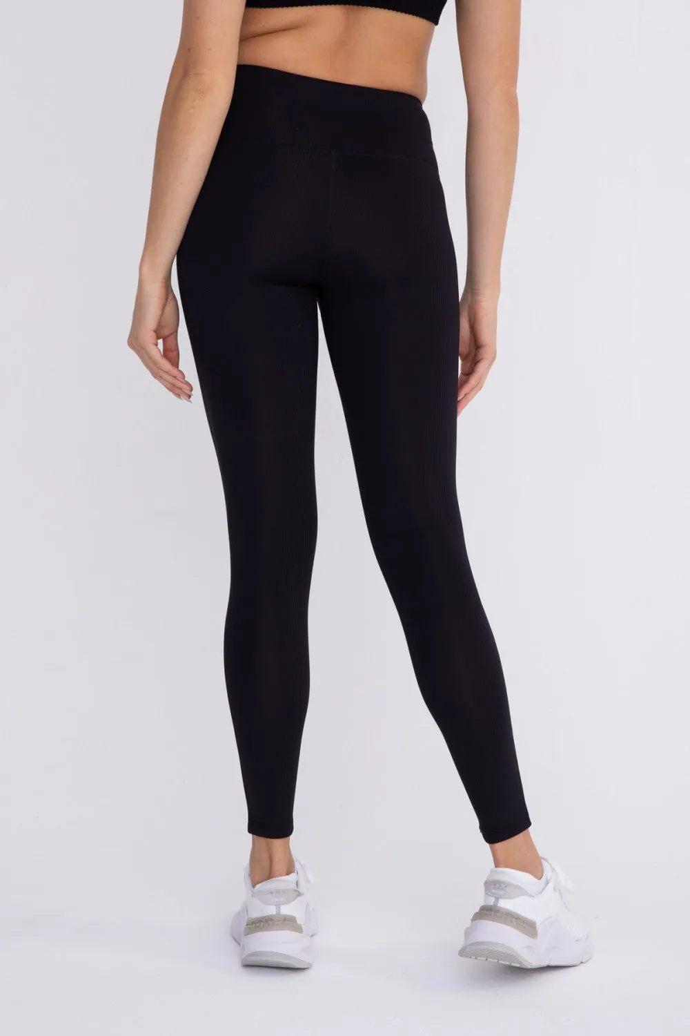 Ribbed High-Waist Black Full Length Leggings
