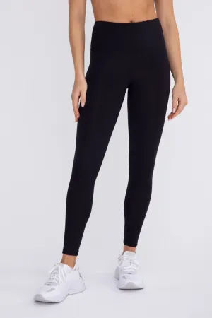 Ribbed High-Waist Black Full Length Leggings