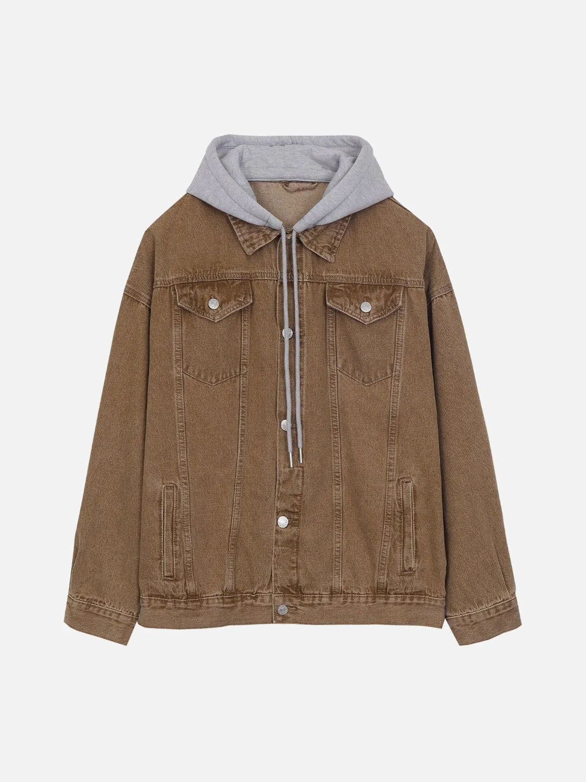 Rimiro - Detachable Hood Solid Denim Jacket