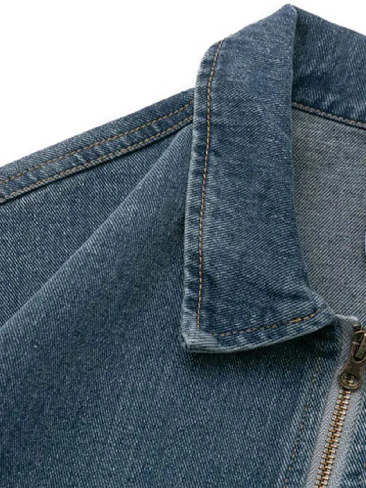 Rimiro - Distressed Solid Color Denim Jacket