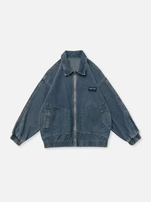 Rimiro - Distressed Solid Color Denim Jacket