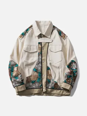 Rimiro - Vintage Flower Embroidery Stitching Jacket