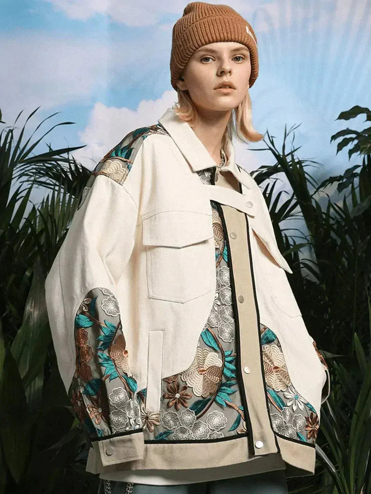 Rimiro - Vintage Flower Embroidery Stitching Jacket