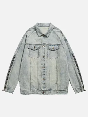 Rimiro - Washed Design Zip Denim Jacket