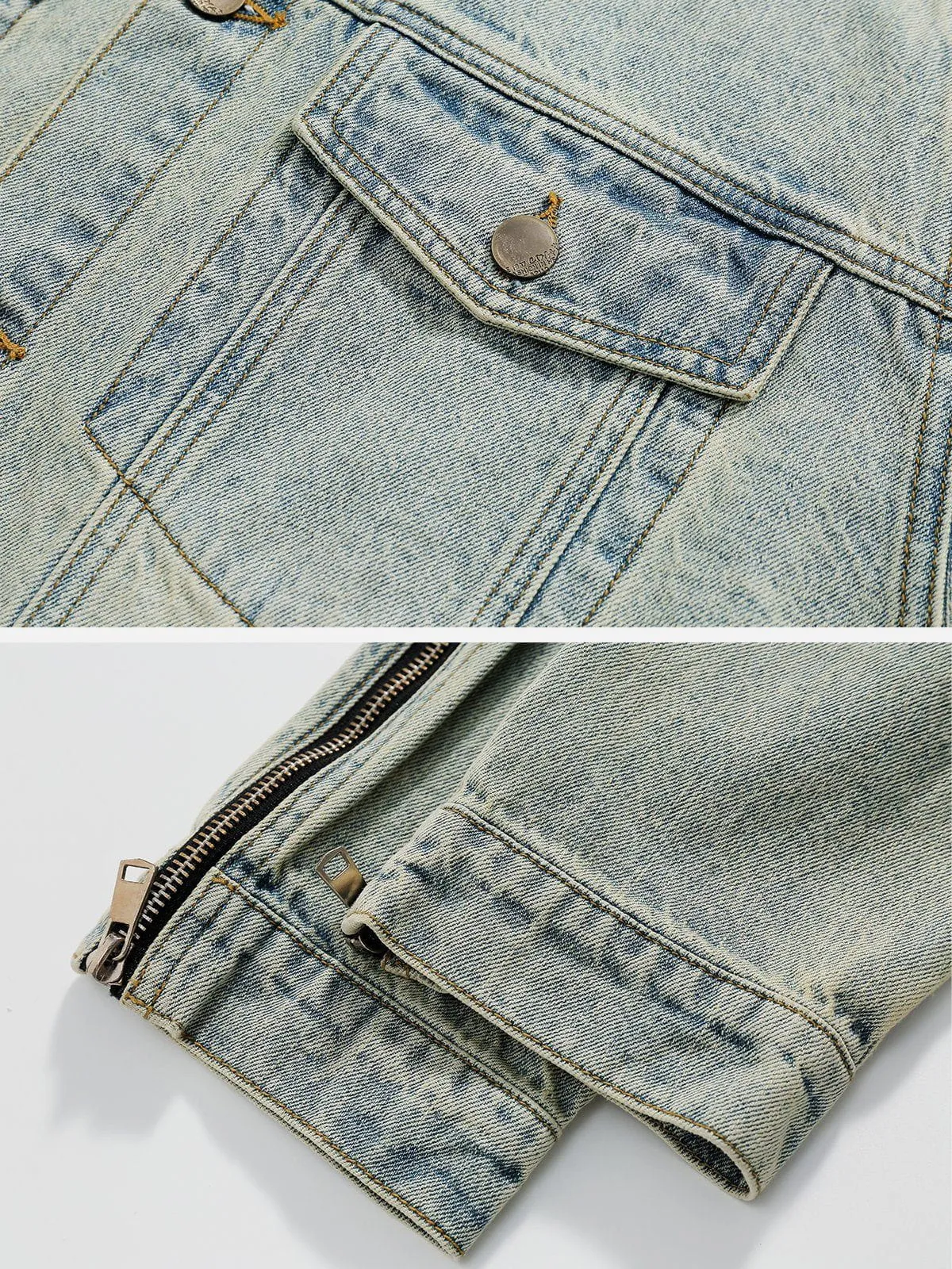 Rimiro - Washed Design Zip Denim Jacket
