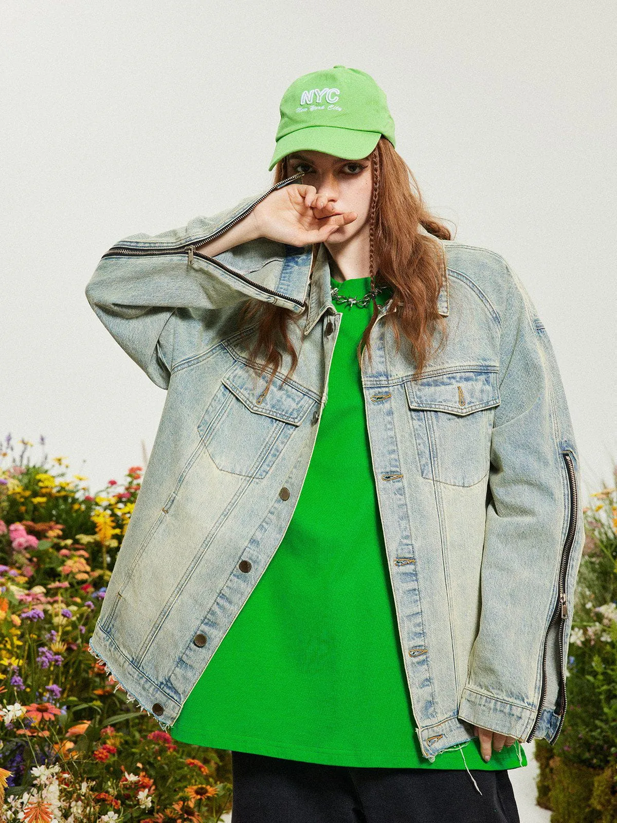 Rimiro - Washed Design Zip Denim Jacket