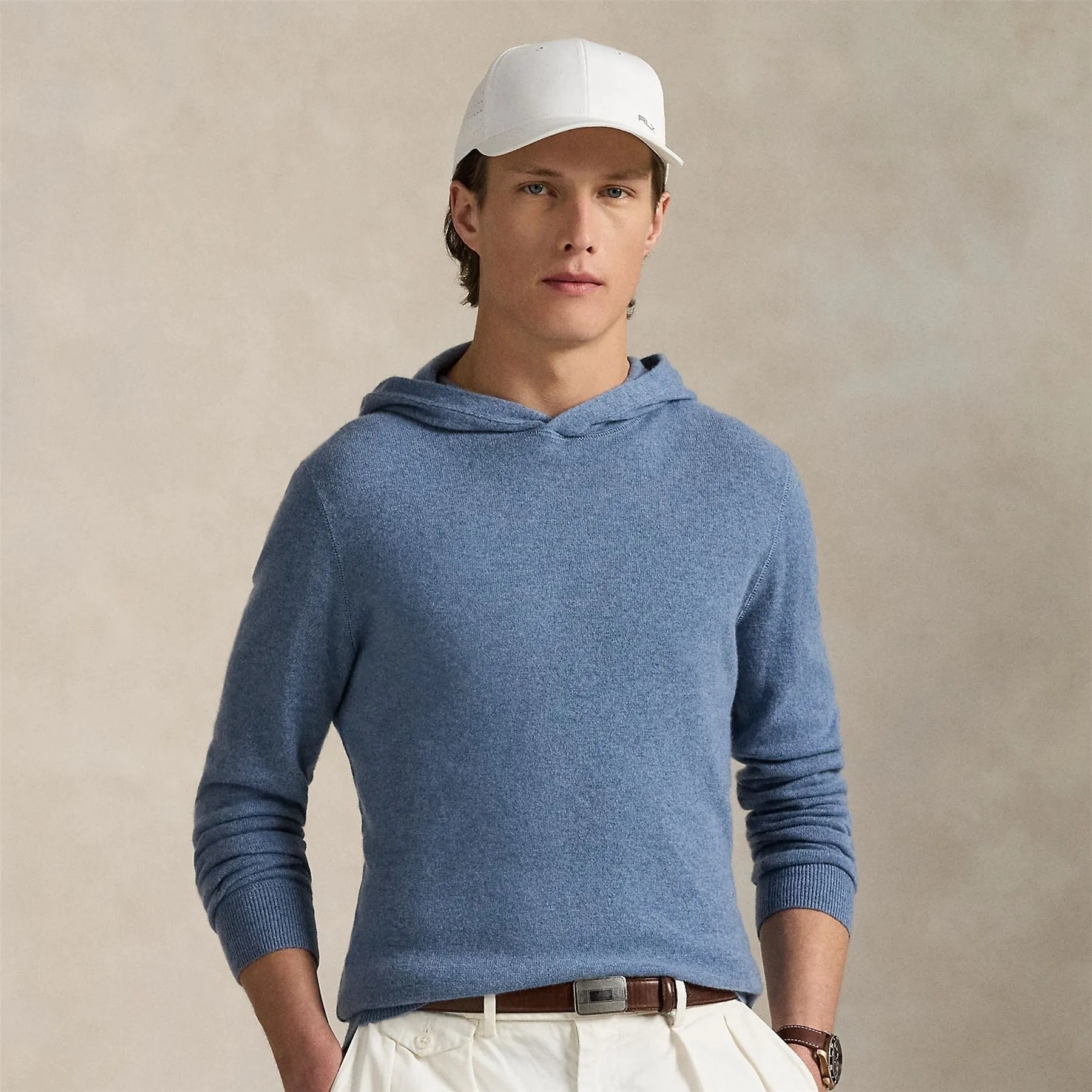 RLX Cashmere Pullover Hoodie Mystic Blue Heather