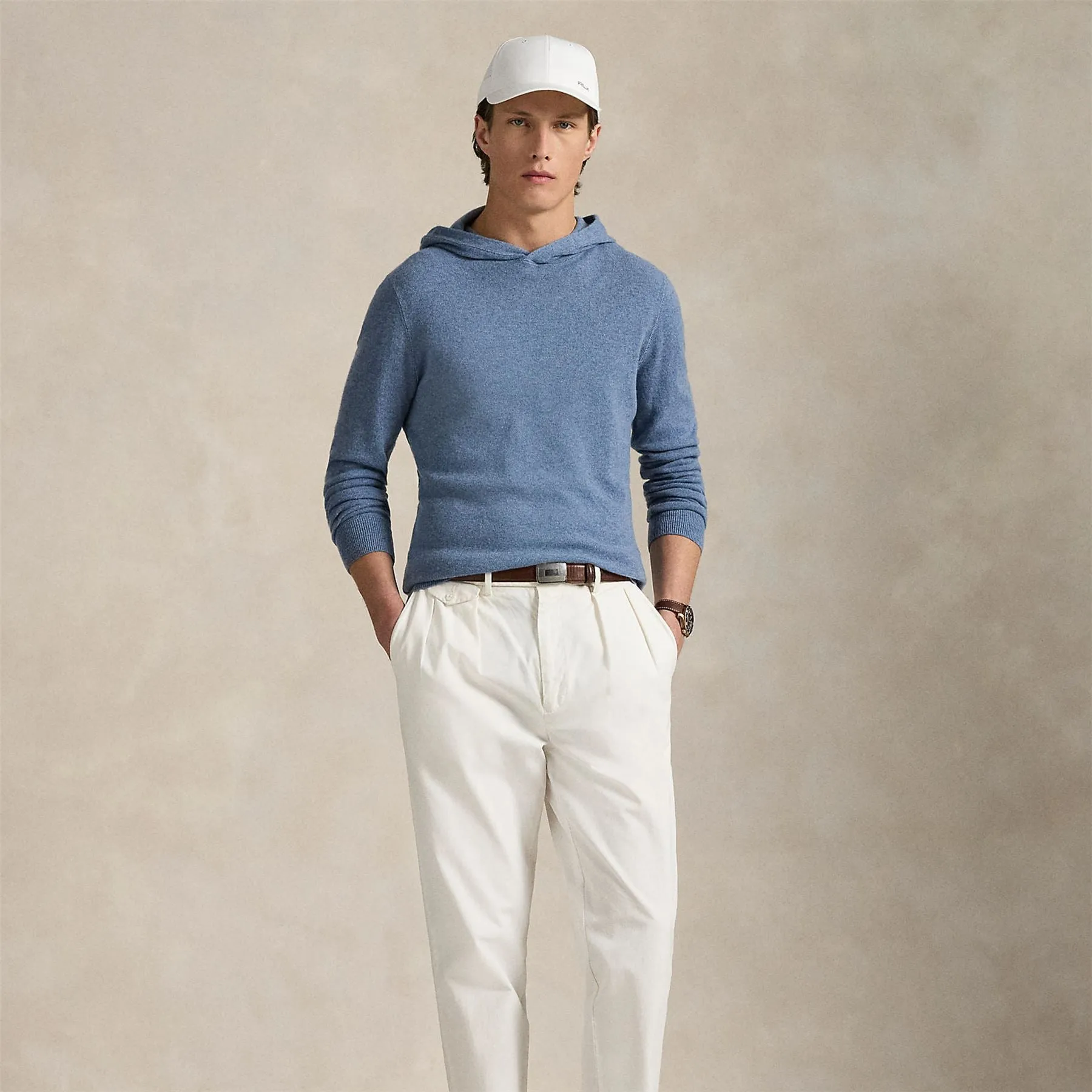 RLX Cashmere Pullover Hoodie Mystic Blue Heather