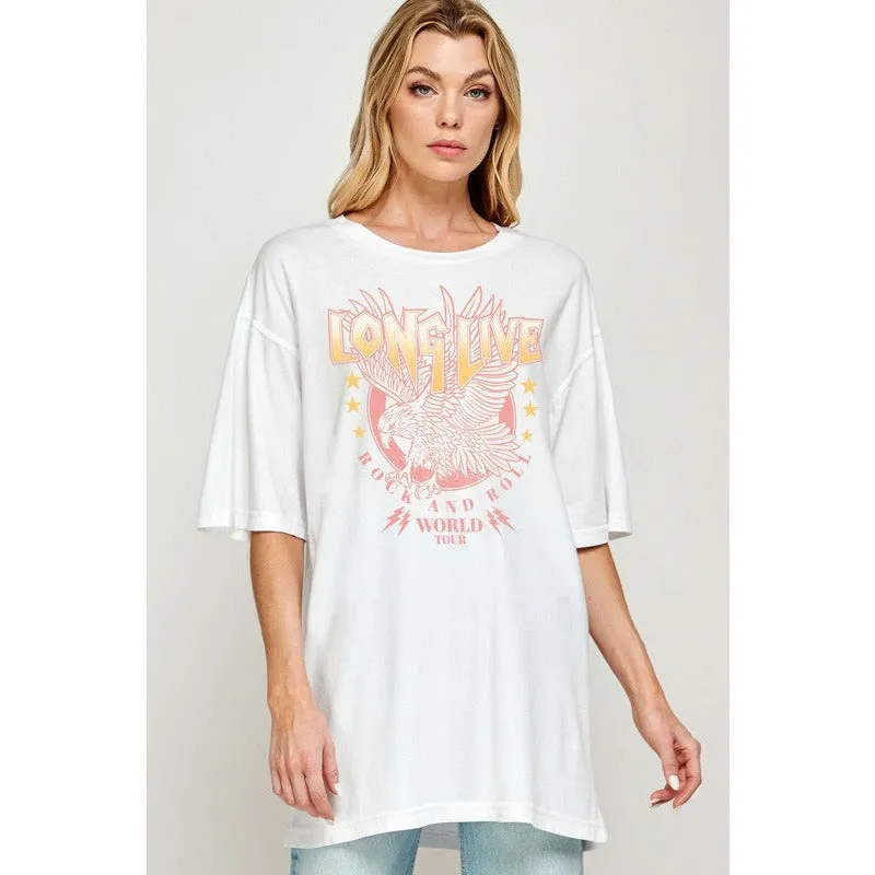 Rock N Roll Eagle Oversized Graphic Tee