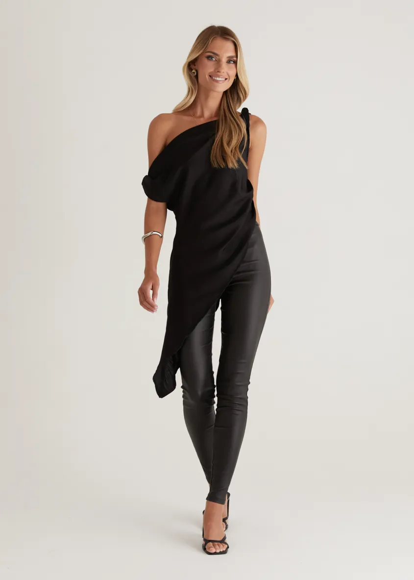 Romero Drop Shoulder Top - Black