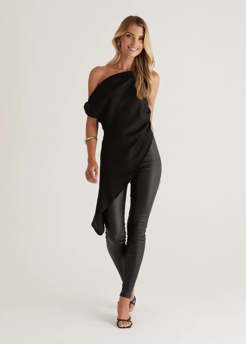 Romero Drop Shoulder Top - Black